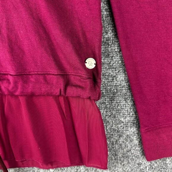 Donna Karan Active Top Womens Medium Purple Knit Pullover Toggle Hem - Picture 3 of 9